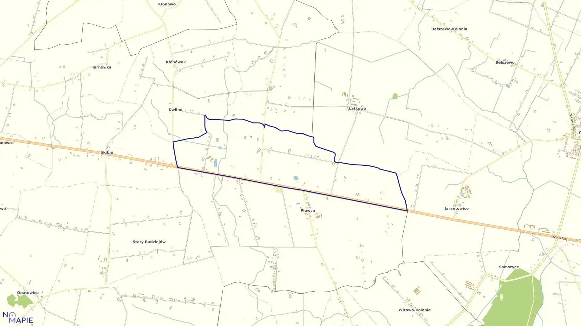 Mapa obrębu PŁOWCE I w gminie Radziejów