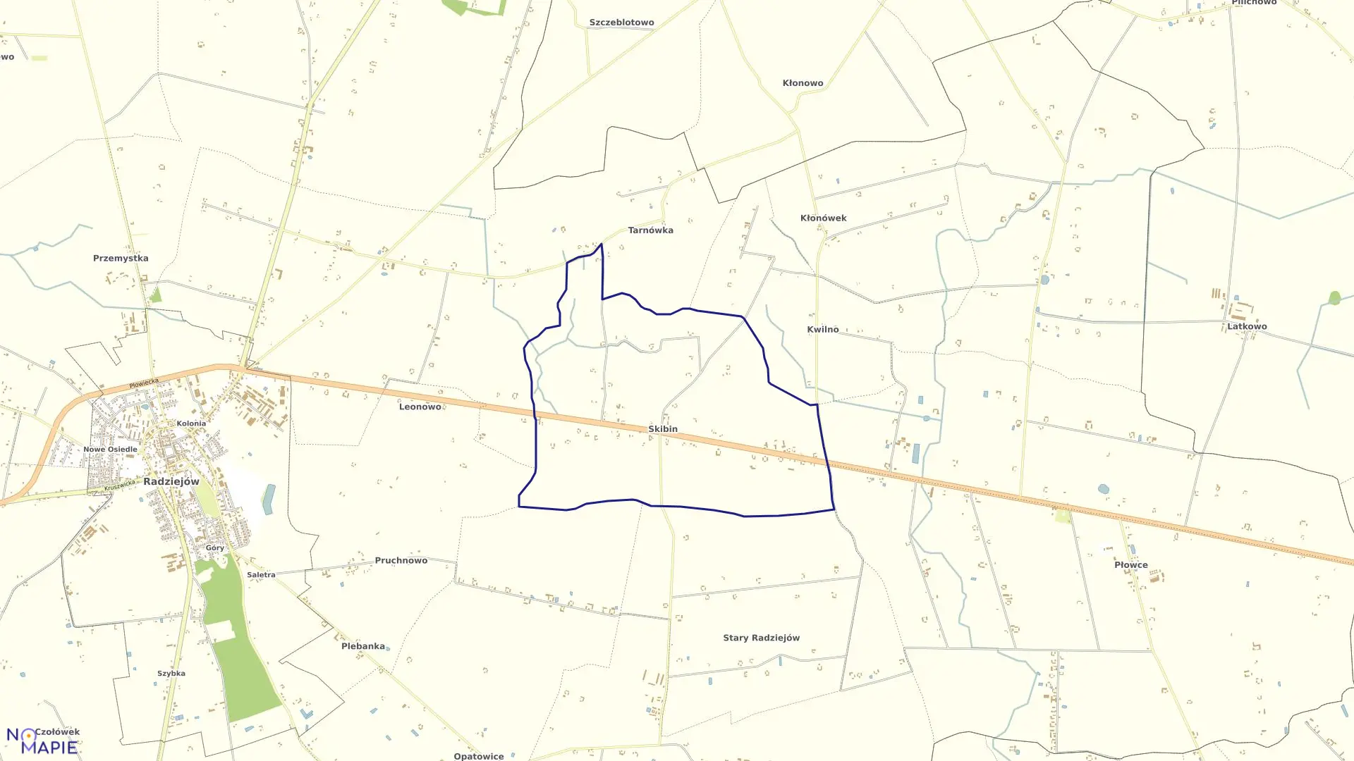 Mapa obrębu SKIBIN w gminie Radziejów